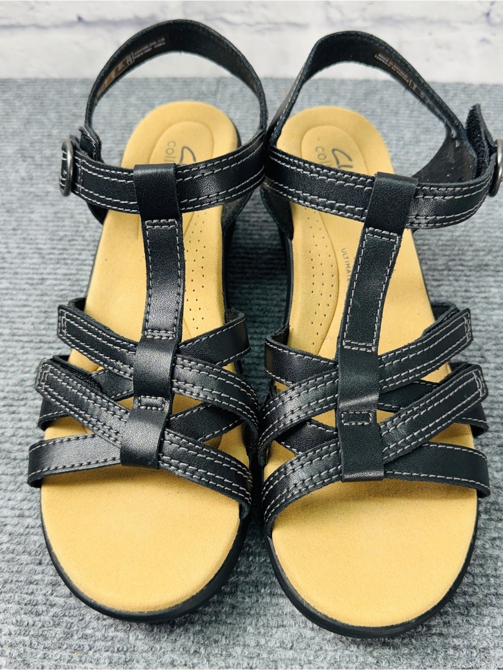Clarks Emily 2 Rose Black Leather Comfort Sandals 8.5 M
